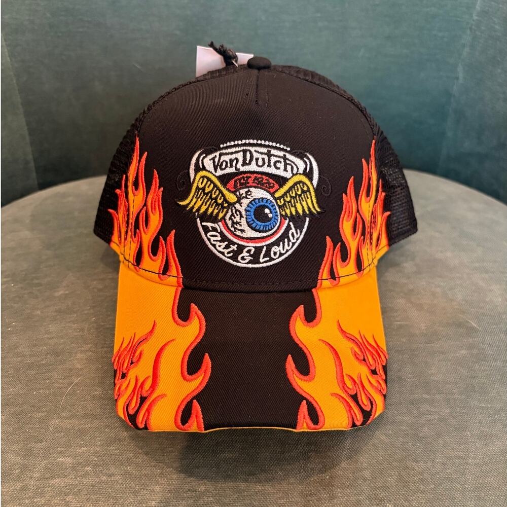 Von Dutch Trucker Hat Fast & Loud Flying Eyeball Flames